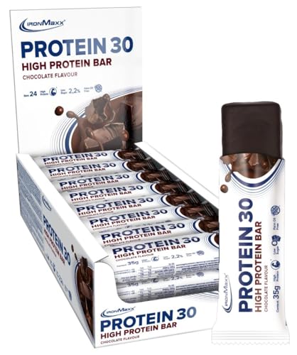 IronMaxx Proteína 30 Barrita Proteica - Chocolate 24 x 35g | barrita proteica sin aceite de palma y sin gluten con vitaminas | adecuado para una alimentación baja en azúcar y carbohidratos