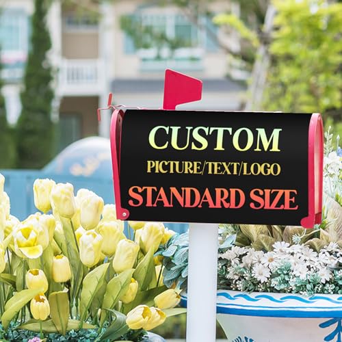 Image of Harooni Personalized Custom Mailbox Covers Magnetic Standard Size 25x21 Inch Add Photo Picture Name Logo Text Uniqu Mailbox Wraps Customized Seasonal Post Letter Box Cover for Home Gadern Decor