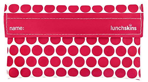 Lunchskins Reusable Zippered Snack, Food, Storage Bag, Berry Dot