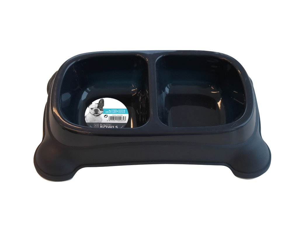MPETS Double Plastic Bowl for Dogs 2 x 650ml – Pack of 3