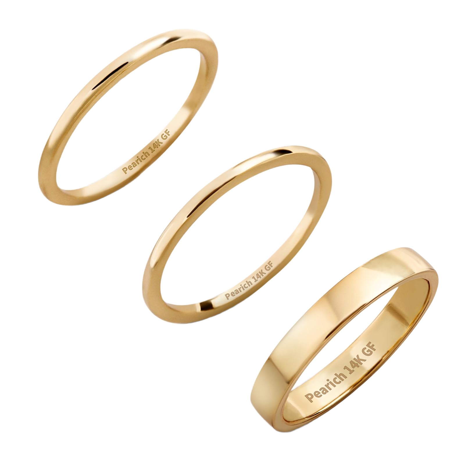 14K Gold Filled Rings for Women, Dainty Stacking Rings for Women, Thin Gold Band Ring Plain Statement Ring Comfort Fit Size 6 to 11