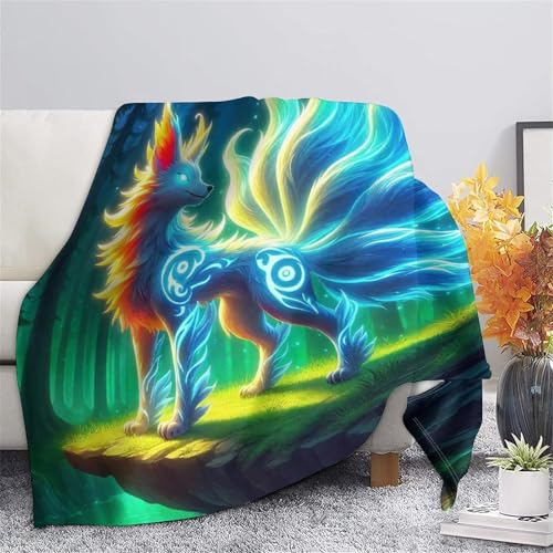 Couverture Fox à Neuf queues lit adulte plaid microfibre imprimé 3D