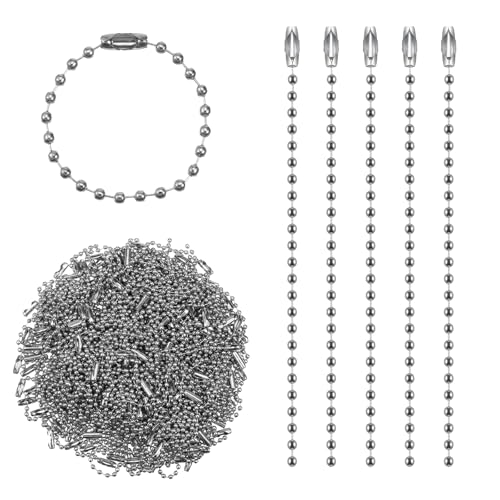 SULIKJHUI 200 Pcs Ball Bead Chain, 4 Inch Silver Keychain