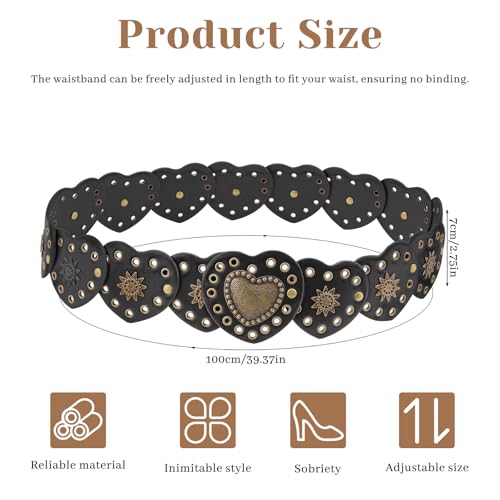 Leather Disc Belt, Western Accessories for Women, Adjustable Vintage Belts for Dresses, Shirts, Pants2