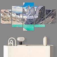 SIGNWIN 5 Panel Canvas Wall Art Modern Art Dramatic Farmhouse/Country Mountain Multicolor Nature Photography for Home Decorations Ready to Hang - 60