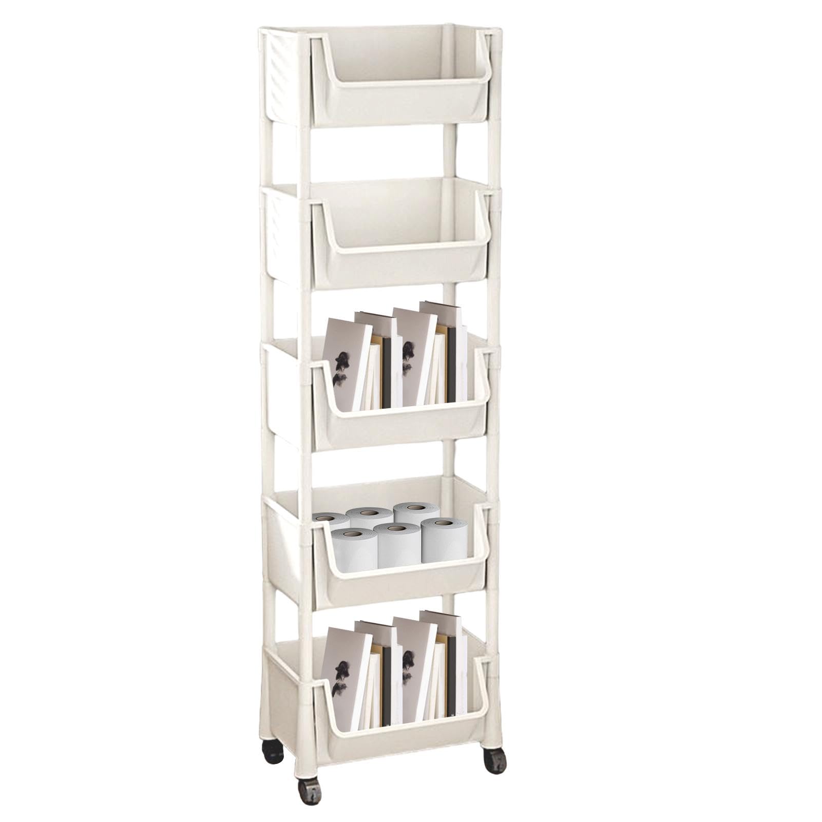 Rolling Cart Organizer, Multi-Tier Rolling Cart With Wheels, Book Storage Cart, Toys And Stationery Organizer, Children's Room Living Room Multi-Functional Organization Trolley For Stationery, Toys