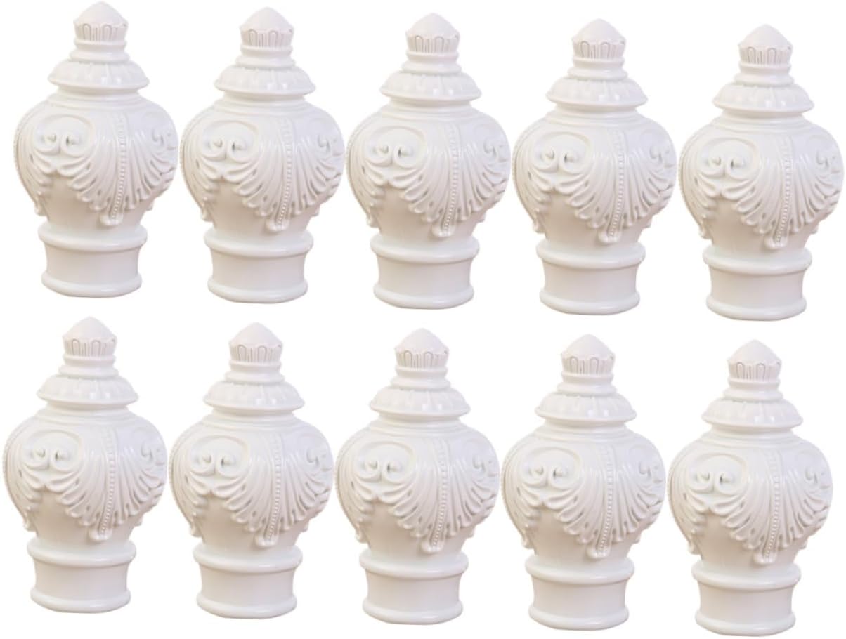 Luxshiny 10pcs Plastic Finials for Curtain Rods Boho Style Decorative Ends French Country Decor Decor