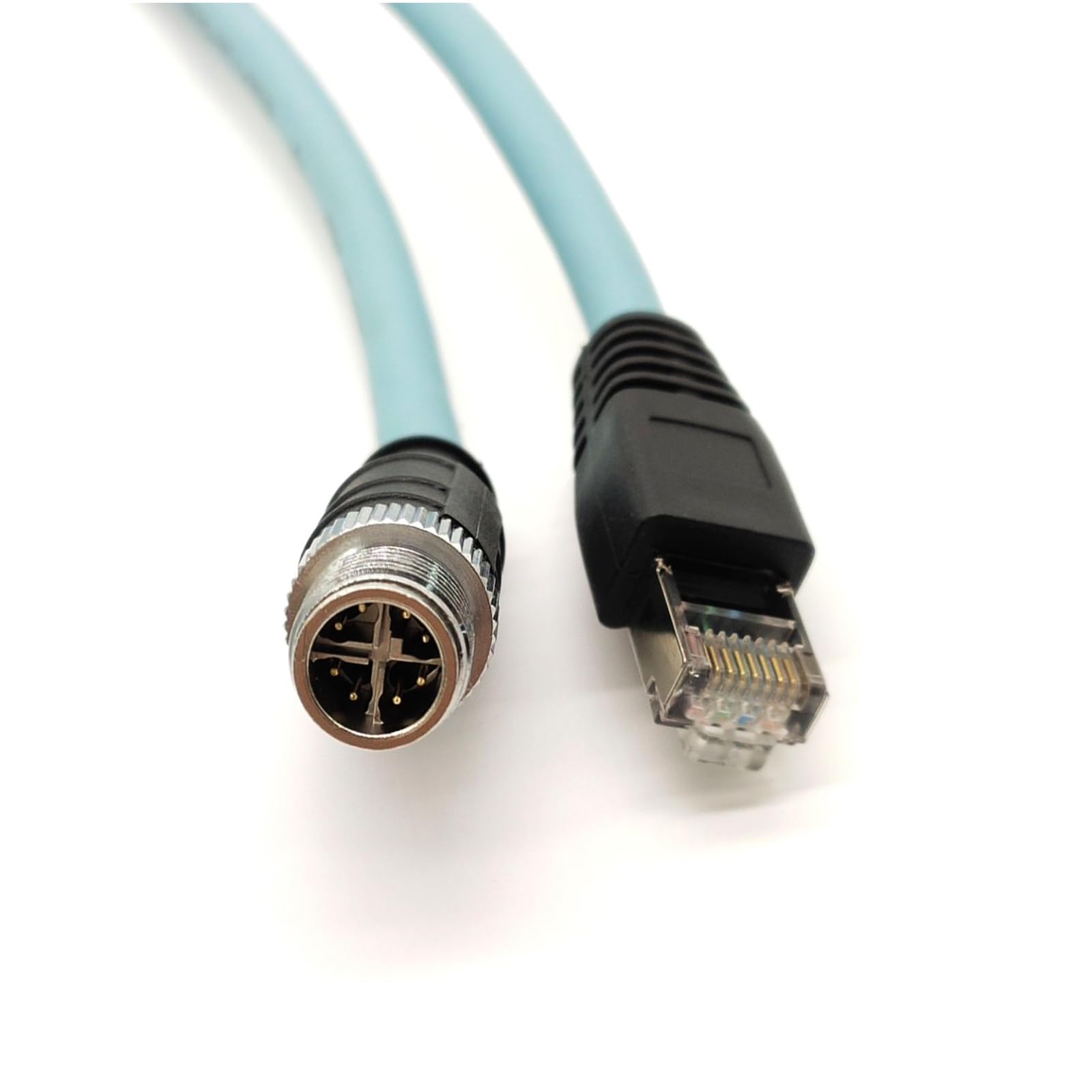 Câble M12 X Code Mâle Vers RJ45 - Cable Industriel Ethernet IP67 - 1m Bleu Pour Capteurs Et Caméras