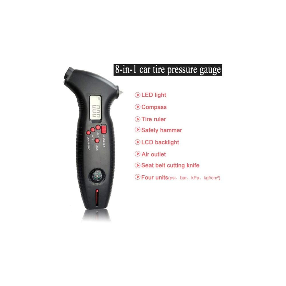 Manometro Digitale per Pneumatici, Display retroilluminato e indicatore per Pneumatici con ugello a LED, rilevamento accurato, 2000 PSI