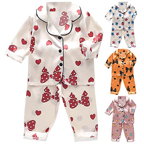 Pijama infantil de seda de cetim fofo, unissex, estampa de desenho animado, 2 peças, conjunto de rou