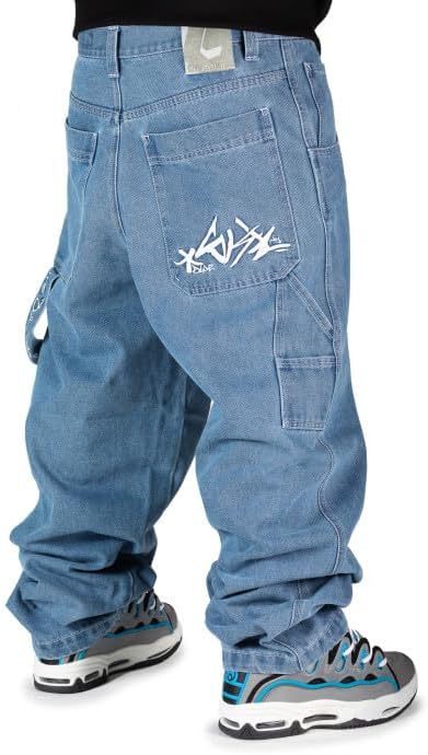 The blueskin Baggy Jeans Uomo Skate Pantaloni Larghi Hip Hop Rap - Colore  Blue Stone Bleached - W 28 IT 42 : Amazon.it: Moda