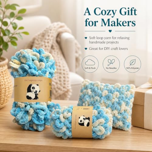 Image of Loop Yarn 5Packs,Shenlin Chunky Chenille Yarn for Hand Knitting Baby Blanket,Machine Washable Polyester Fluffy Thick Bulky Yarn for Scarfs,Craft Projects