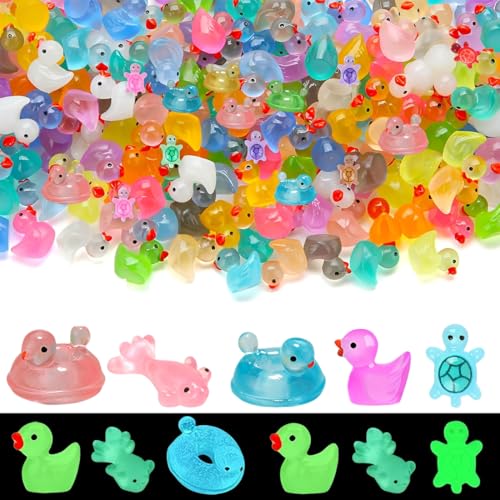 100 peças de animais pequenos de resina, mini animais de resina que brilham no escuro, para jardim, paisagem, casa de bonecas, decoração DIY, aniversário (A)