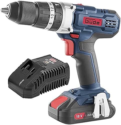 Güde 58504 BSB 18-201-30K Akku Schlagbohrschrauber (18V E³ Akkusystem, 16 Drehmomentstufen, 2Ah Li-Ionen Batterie)