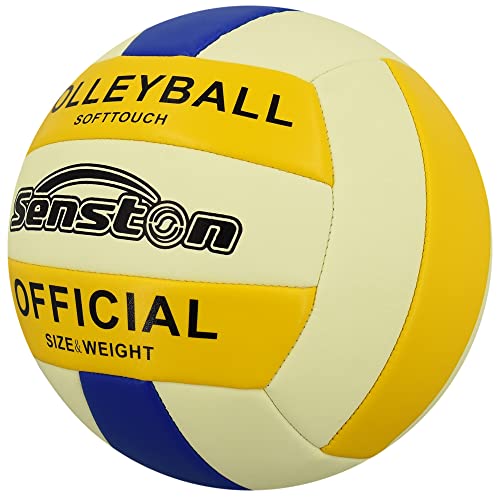 Senston Glow In The Dark Volleyball Size 5, Glowing Leather Volleyball -Gift For Kids, Men, Women Indoor Outdoor Night Volleyball With Pump #TOP5