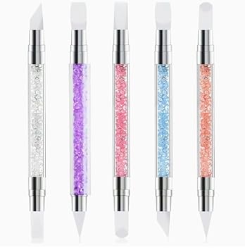 5 Pcs Nail Art Sculpture Pen Dual Tipped Silicone Nail Tools Nail Art Acrylic Pen Silicone Brushes for Resin Nail Art Tools for Design