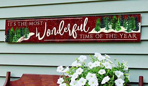 My Word! It's The Most Wonderful Time of The Year Horizontal Above Board Welcome Sign for Over Door or on Porch Deck or Patio Wall - Indoor Outdoor Farmhouse Rustic Porch and Garage Decor – 8”x46.5”