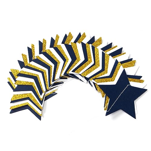 Image of Navy-Blue White-Gold Party-Decorations Birthday Garland - 62ft Twinkle Little Star Hanging Streamers Banner,Wedding Bachelorette Bridal Baby Shower Graduation Decor Hugtmr