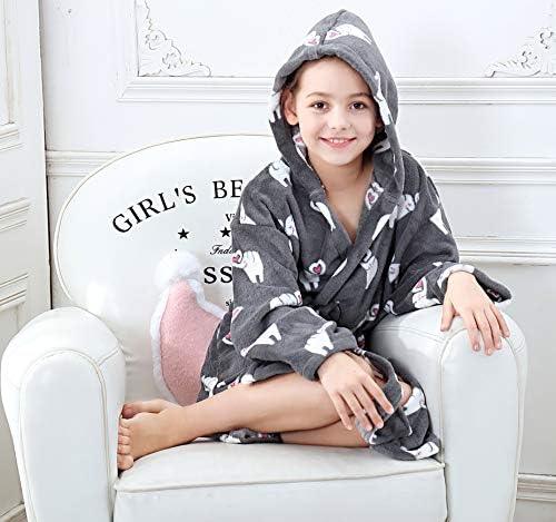 OUFANG Girl Boy Robe Kids Hooded Bathrobe Multicolors Unisex Sleep Bath Robe Sleepwear 3