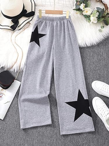 Image of COZYEASE Girls' Print High Waisted Straight Leg Sweatpants Casual Athletic Loose Long Pants