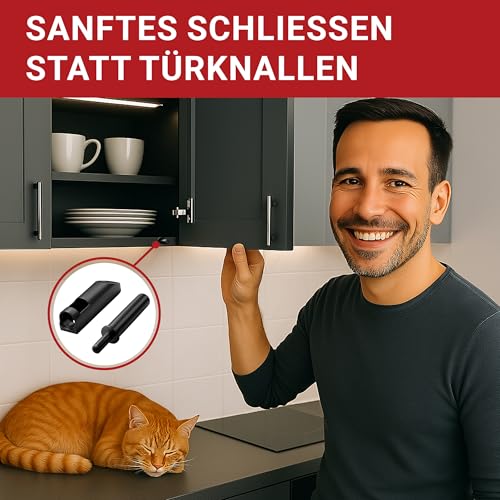 LouMaxx Softclose Türdämpfer 6er Set in Schwarz – Schranktür Dämpfer und Schubladendämpfer – Soft close Türdämpfer Schrank zum Softclose nachrüsten