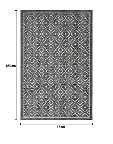 Tapis d'extérieur résistant aux intempéries et imperméable motif losanges 76x150cm