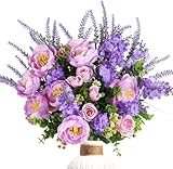 Tela de seda de alta calidad: las flores artificiales están hechas de tela de seda de alta calidad con textura suave, los pétalos son delicados y suaves, con un tacto sedoso que simula la delicada sensación de flores reales. Los colores ricos no se desvanecen fácilmente.