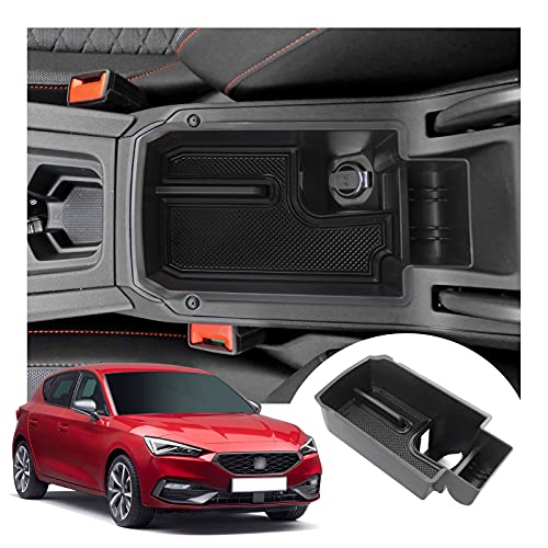 LFOTPP Cupr-a Formentor Armlehne Organizer Tray, Formentor Zubehör Mittelkonsole Aufbewahrungsbox Tray, Neu Seat Leon KL FR ST Storage Box Mittelarmlehne Handschuhfach (Schwarz)