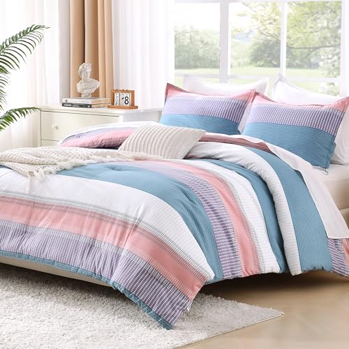 Litanika Twin XL Comforter Set Pink Purple Blue - 2 Pieces Sea Salt Twin Extra Long Size Lightweight Bedding Set, All Season Down Alternative Comforter