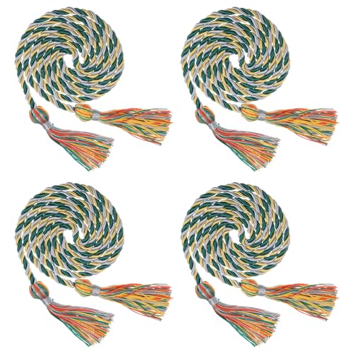 Cordon d'honneur de remise de diplôme vert blanc jaune en polyester tressé 170,2 cm - 2