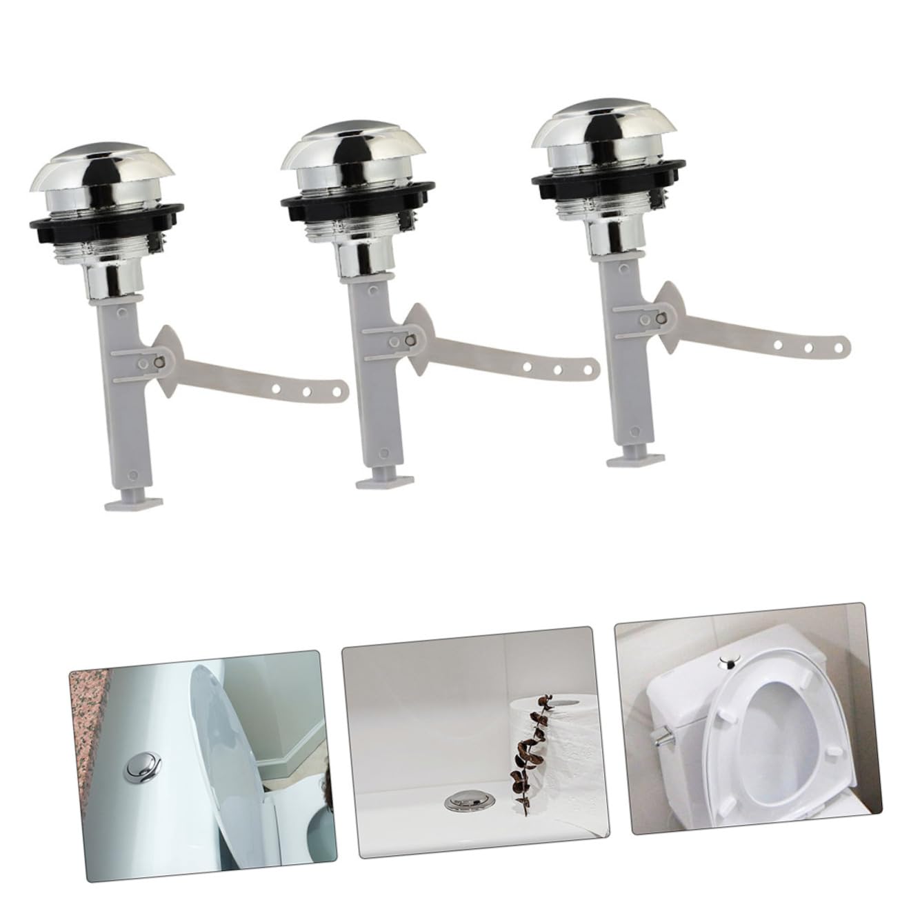 EXCEART 4 Set Pulsante Della Toilette Parti Toilette Pulsante Servizi Igienici Chiave Sostituzione Del Pulsante Del Wc Pulsante Dello Sciacquone Del Wc Addominali Argento 12 Pezzi*4