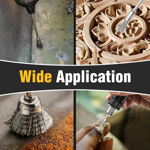 Image of SPEEDWOX 10 Pack Extended Stainless Steel Wire Brush Pen Wire Brush Rust Paint Removal Bits Steel Cleaning End Brushes Pen 3mm Mandrel Rust Paint Removal Bits Polishing Rotary Tools Accessories