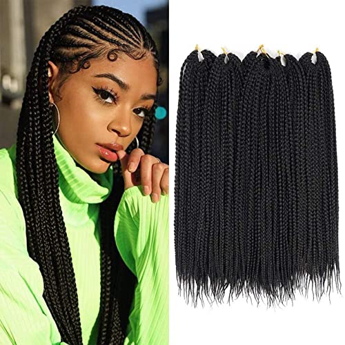 TAOYEMY Box Braids Crochet Hair Extensions 24 Inch 6 Packs, 22 Strands/Pack, Synthetic Braiding Hair for Women & Girls (1B, 24 inch)
