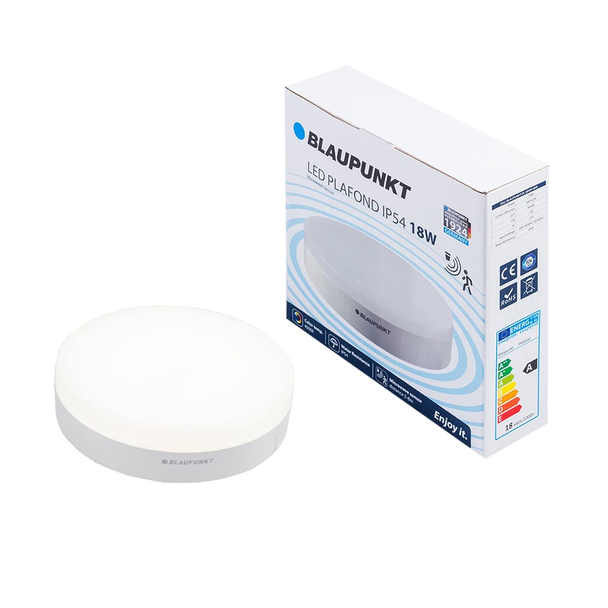 BLAUPUNKT LED Plafond, Surface Mounted, Ceiling Lighting, Motion Sensor, Natural White 4000K, 18W, Downlight, Modern Design