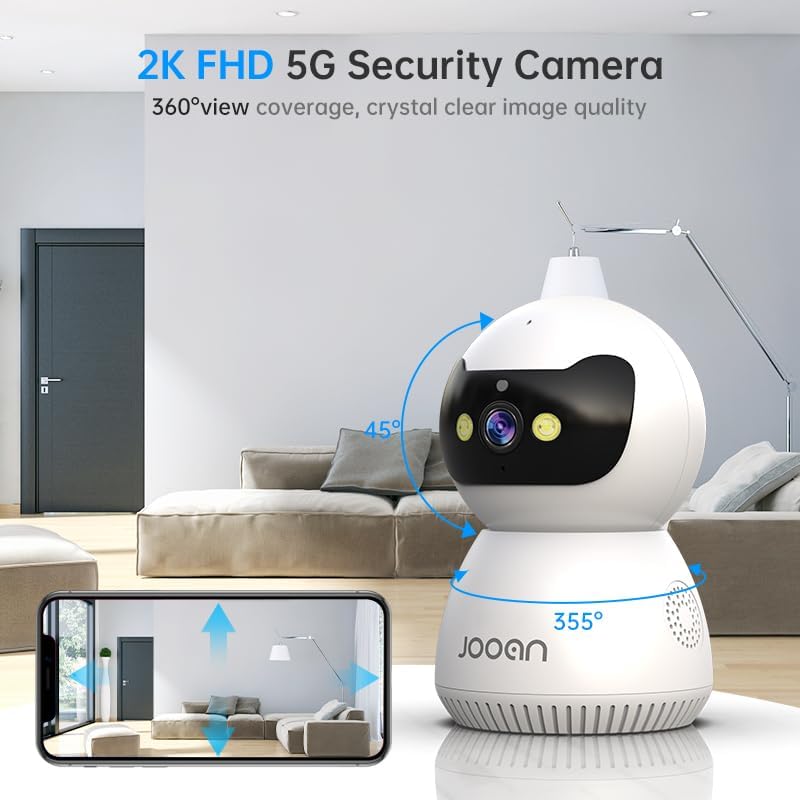 Miniatura 3 de JOOAN Cámara de seguridad 5MP 5G para interiores, doble banda 52.4GHz Cámara de seguridad enchufable con almacenamiento en la nube y tarjeta SD,