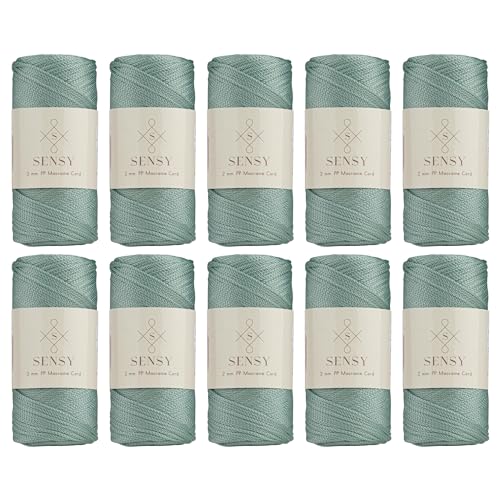 S Sensy 2mm - Premium Polypropylene Macrame Cord, 10 Skein Sage, 252 Yards