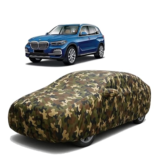 Image of Sulfar 100% Waterproof Car Body Cover Compatible with Mirror for BMW X5 with Long Lasting Durable Material (Triple Stitched, Full Bottom Elastic, Camouflage Army)