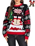 WIPONKEN Ugly Christmas Sweater for Women 2024 Funny Christmas Sweater Holiday Party Pullover Sweater Knit Tops