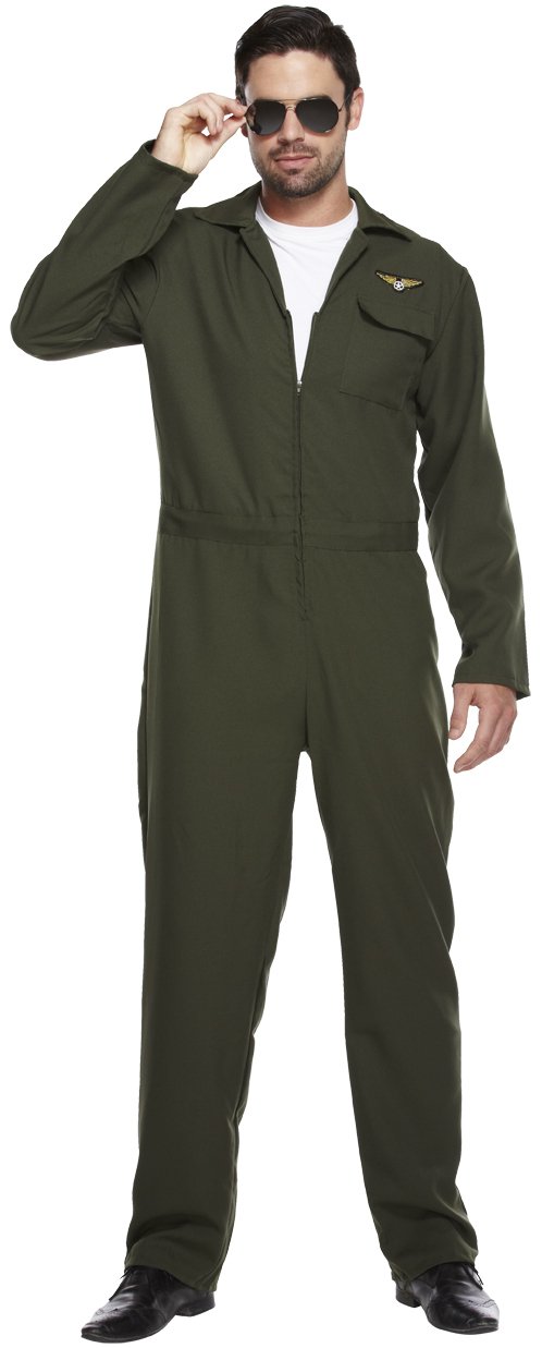 Lizzy Aviator (One Size) Adult Fancy Dress Costume | Mens Pilot Jumpsuit, Flight Suit, Fighter Pilot Halloween Christmas Carnival Party Cosplay Outfit