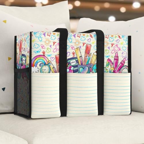 Image of 84hoods Multi-Pocket Tote Bag for Women. Gift for Teachers. Waterproof Shoulder Bag with Multiple Convenient Pockets and Zipper for Travel, Work, Grocery. Tiny Humans.