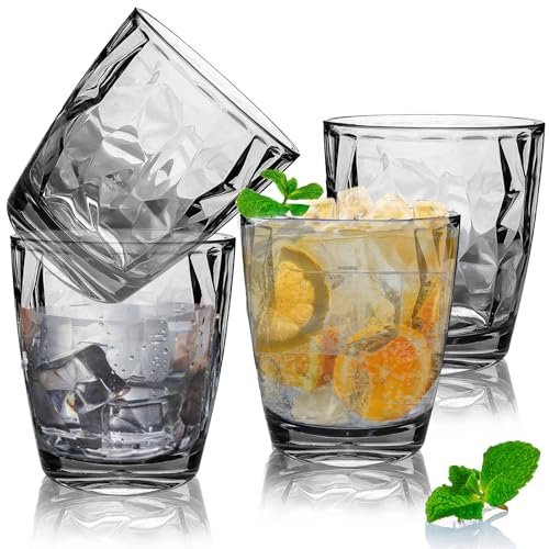 Lot de 4 gobelets en plastique acrylique incassable de 300 ml - Gobelets à eau réutilisables de qualité supérieure pour pique-nique, fête, pique-nique,...