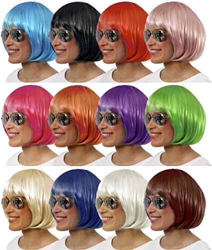 Balinco Bob - Perruques Sexy Perruques Cabaret Charleston Perruques pour Carnaval - Cabaret Orange