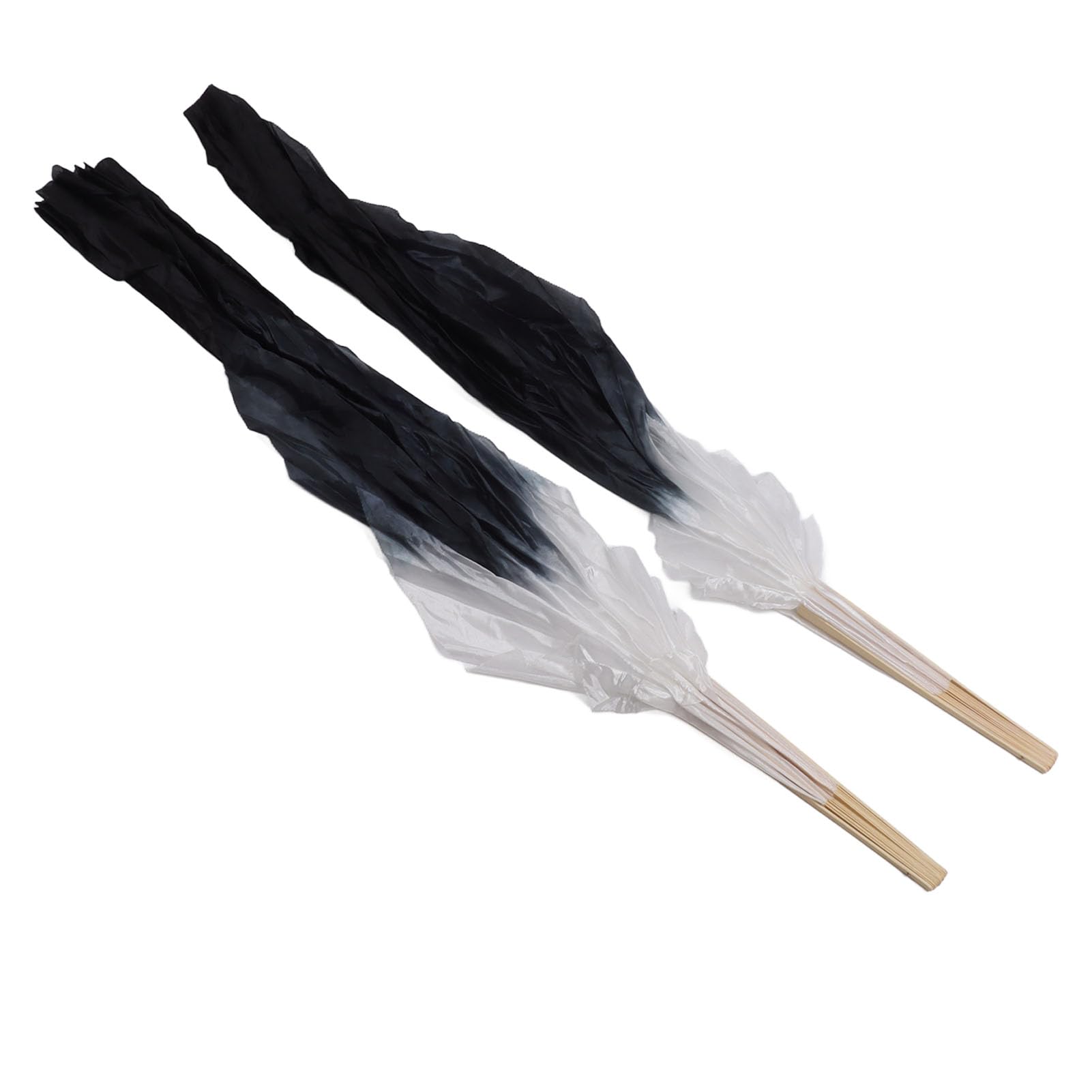 Abanicos para Danza del Vientre de 1,5M, Seda Sintética, Gris y Negro
