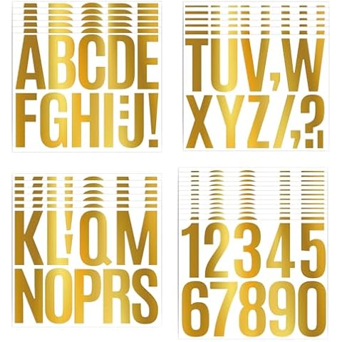 336Pieces Gold Letter Stickers 30 Sheets Large Letter Stickers 3 Inch Self Adhesive Number Alphabet Stickers for Bulletin Board Letters Mailbox Grad Cap Decoration, DIY Crafts Art Making Cover