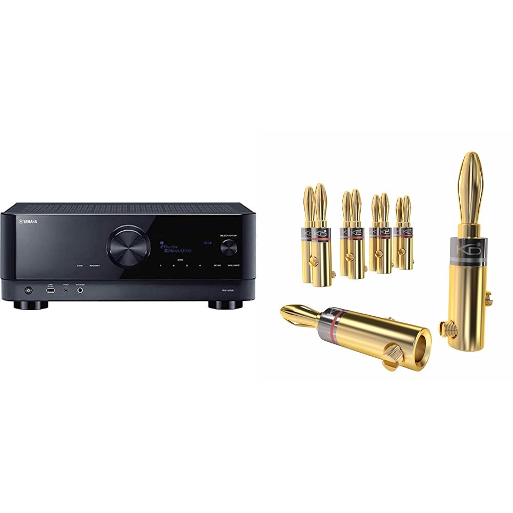 Yamaha AV-Receiver RX-V6A schwarz – Netzwerk-Receiver mit Dolby Atmos Height Virtualizer & KabelDirekt – Bananenstecker – 5 Paare (Banana-Steckverbinder für Lautsprecherkabel bis 6 mm²