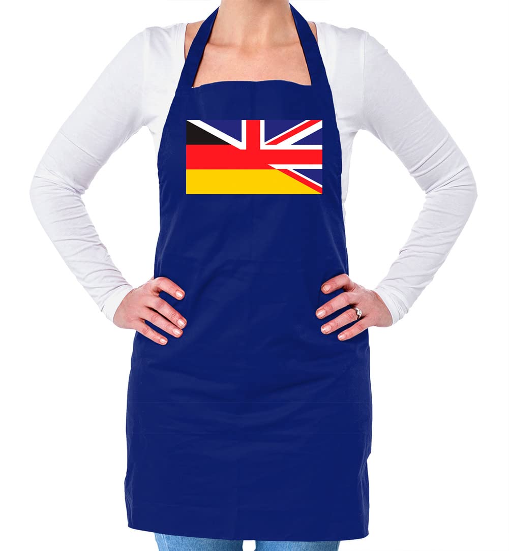 Dressdown Half German Half British Flag - Unisex Adult Kitchen/BBQ Apron - Royal Blue - One Size