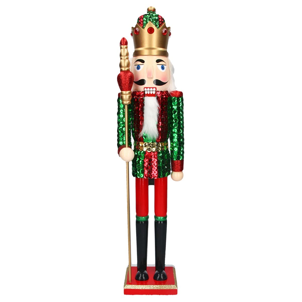 Gisela Graham Green,Red Red And Green 60 Centimetre Wooden Nutcracker Decoration