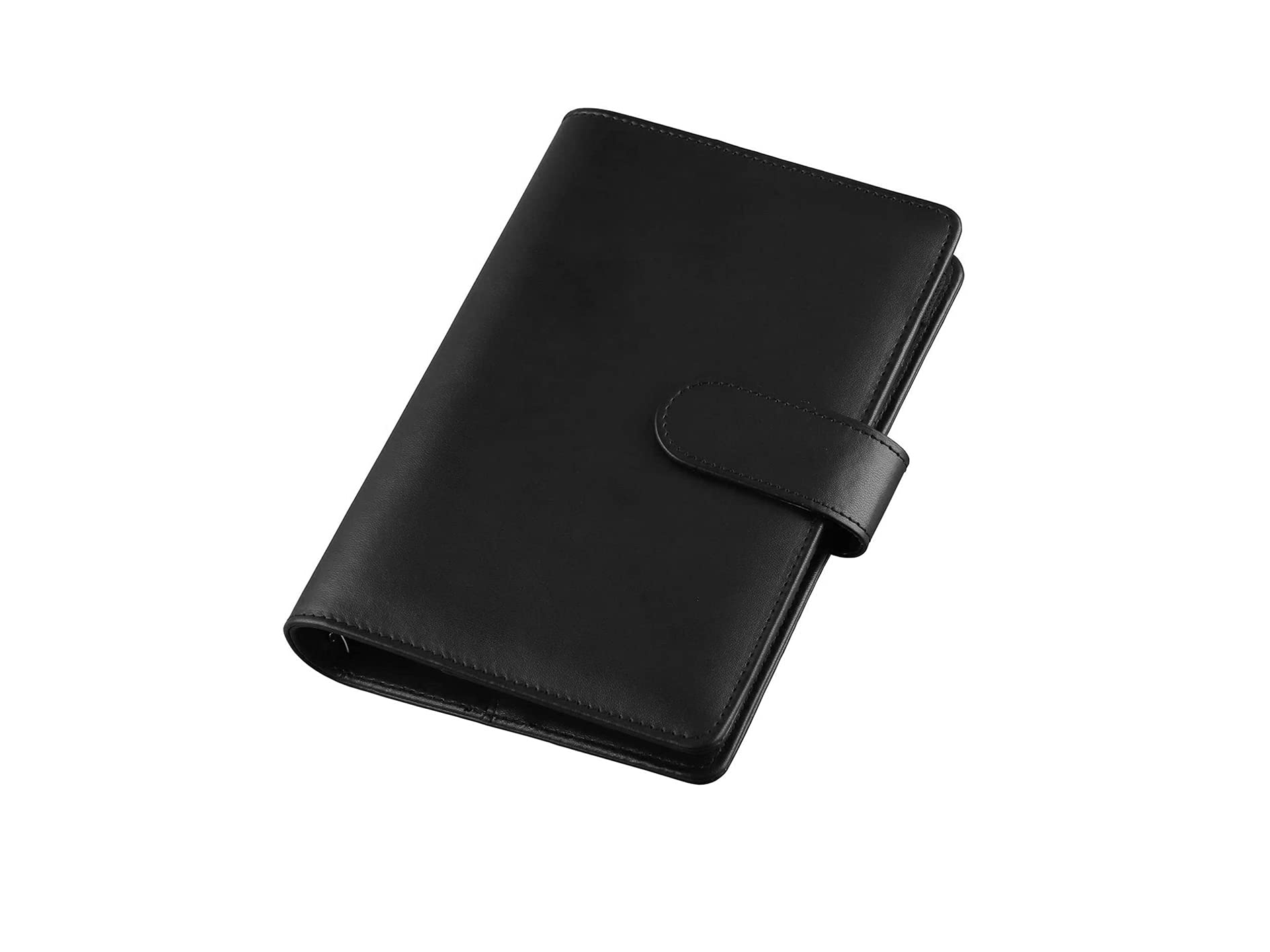 WMLBK A5 Classic Loose Leaf Notebook - Planner Diary,PU Leather Notebook Binder-Personal Agenda Planner Binder,Macaron Colour (Black)