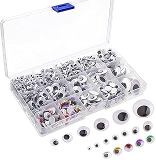 KUUQA 1200 Pieces Plastic Self-adhesive Wobbly Googly Wiggle Eyes for DIY Craft Scrapbooking Accessories,Teddy Bear Doll Making Toys Eyes(Assorted Sizes)