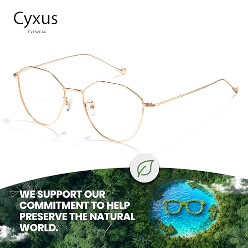 Image of Cyxus Blue Light Blocking Glasses Round Metal Frame Computer Glasses | Blue light blocking glasses featuring round metal frame, comfortable fit and versatile use for work, study and entertainment